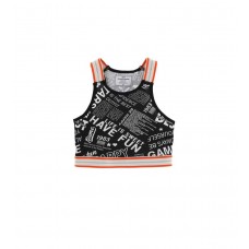 ORIGINAL MARINES  DCP3067F VAR.2-F  CROP TOP  ΑΜΑΝΙΚΟ  ΜΑΥΡΟ ΜΕ ΣΤΑΜΠΑ 